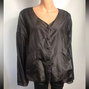 Eileen Fisher Washed Silk Taffeta 100% Silk Top, Size XL